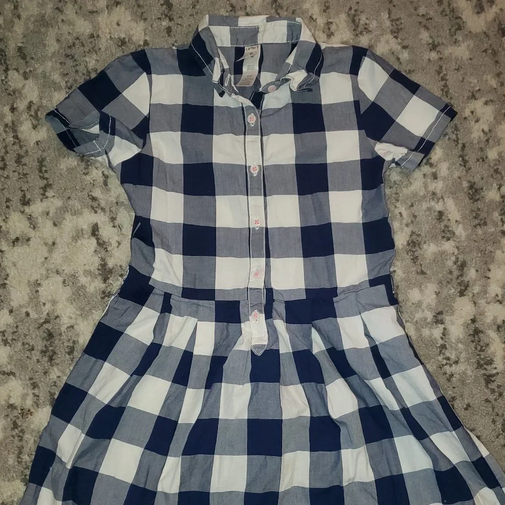 Carters Checkers Girls Dress || Blue n White sz8